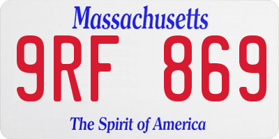 MA license plate 9RF869