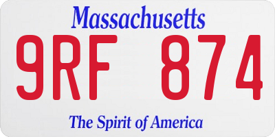 MA license plate 9RF874
