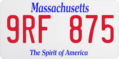 MA license plate 9RF875