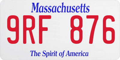 MA license plate 9RF876