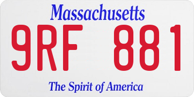 MA license plate 9RF881