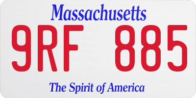 MA license plate 9RF885