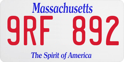 MA license plate 9RF892