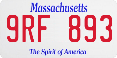MA license plate 9RF893