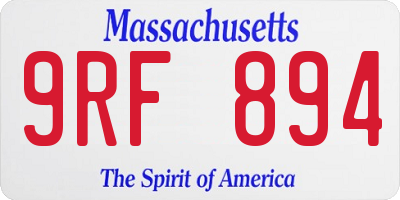MA license plate 9RF894