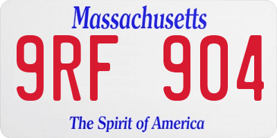 MA license plate 9RF904