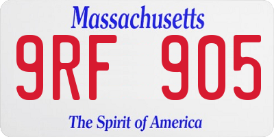 MA license plate 9RF905