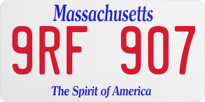 MA license plate 9RF907