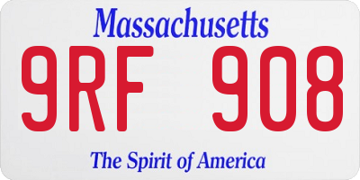 MA license plate 9RF908