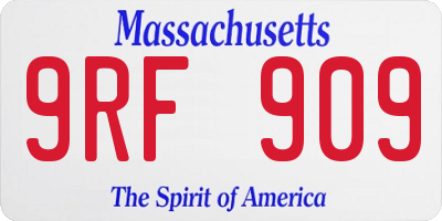 MA license plate 9RF909
