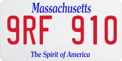 MA license plate 9RF910