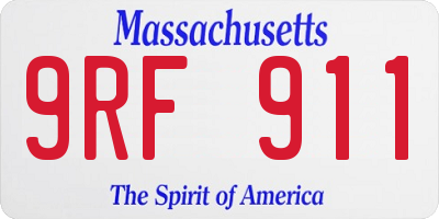 MA license plate 9RF911