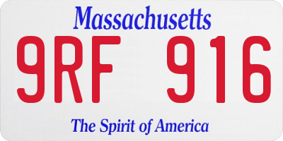 MA license plate 9RF916