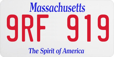 MA license plate 9RF919