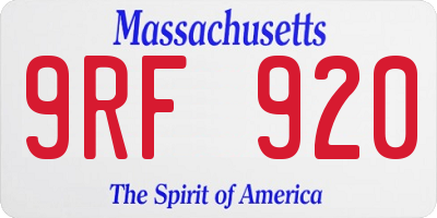 MA license plate 9RF920