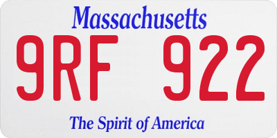 MA license plate 9RF922