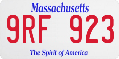 MA license plate 9RF923