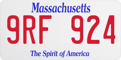 MA license plate 9RF924