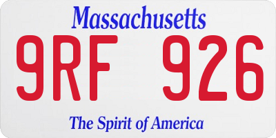 MA license plate 9RF926