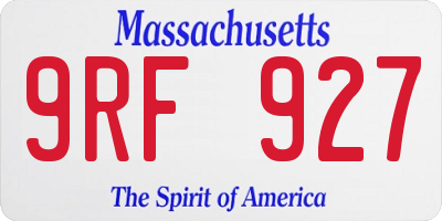 MA license plate 9RF927