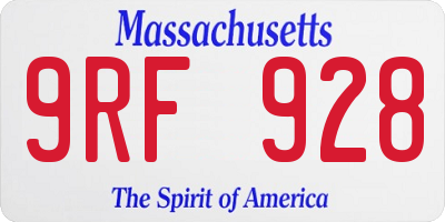 MA license plate 9RF928