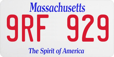 MA license plate 9RF929