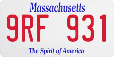 MA license plate 9RF931