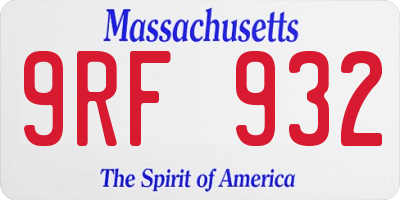 MA license plate 9RF932