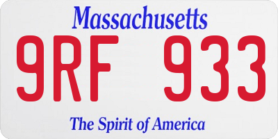 MA license plate 9RF933