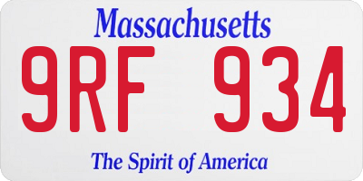MA license plate 9RF934