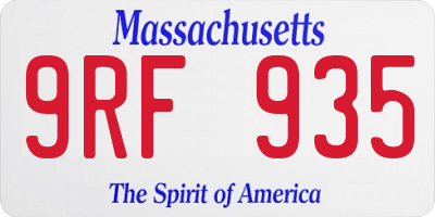 MA license plate 9RF935