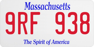 MA license plate 9RF938