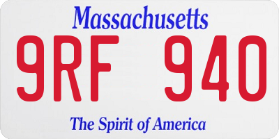 MA license plate 9RF940