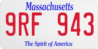 MA license plate 9RF943