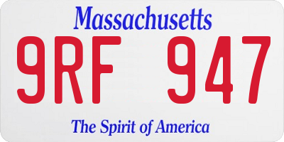MA license plate 9RF947
