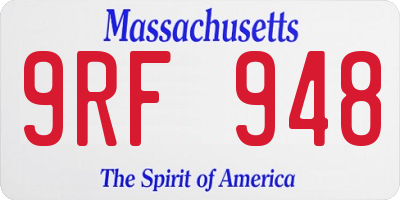 MA license plate 9RF948