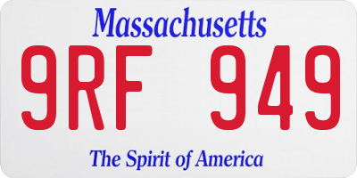 MA license plate 9RF949
