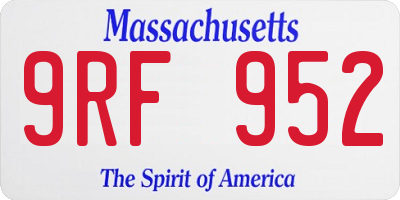 MA license plate 9RF952