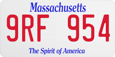MA license plate 9RF954