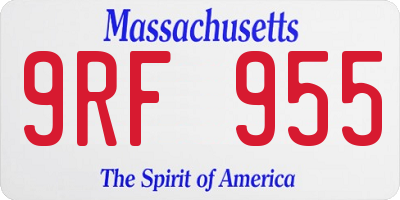 MA license plate 9RF955