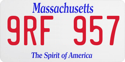MA license plate 9RF957