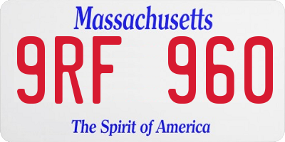 MA license plate 9RF960