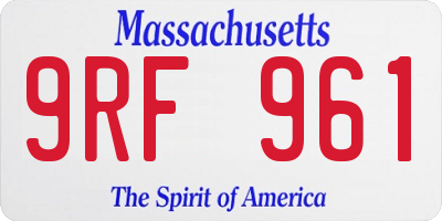 MA license plate 9RF961