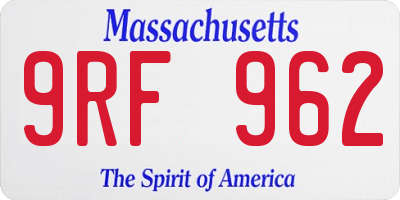 MA license plate 9RF962