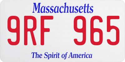 MA license plate 9RF965