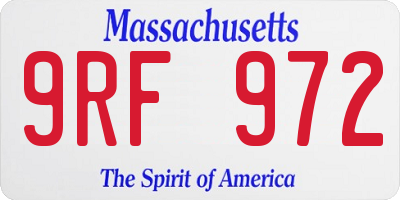 MA license plate 9RF972