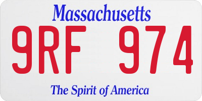 MA license plate 9RF974