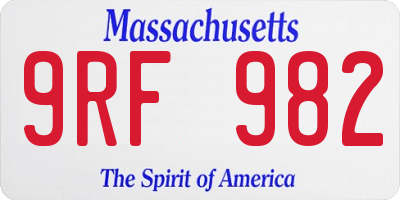 MA license plate 9RF982