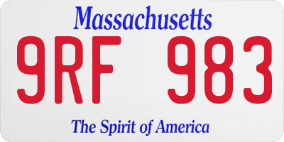 MA license plate 9RF983