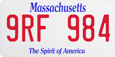 MA license plate 9RF984